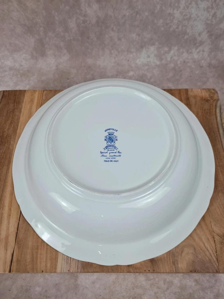 Grand saladier Kg Lunéville – Modèle Toile de Jouy – Spécial Grand Feu 🇫🇷