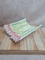 Plat à asperges barbotine ancien décor naturel 🌿🥀