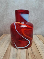 Vase / cruche en verre soufflé rouge – style Murano – pièce vintage années 70