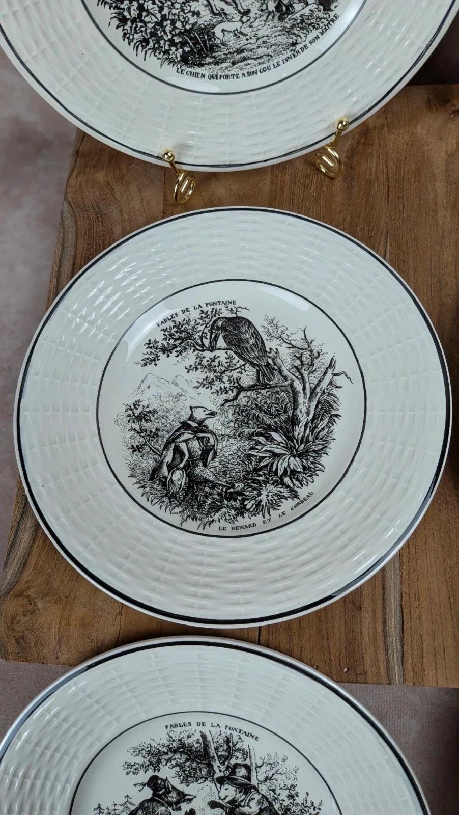 6 assiettes à dessert – Fables de La Fontaine Digoin Sarreguemines