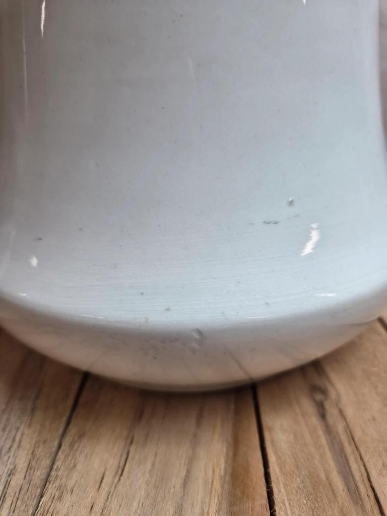 Ancien broc de toilette Art déco – Décor géométrique vert et doré – Vase vintage