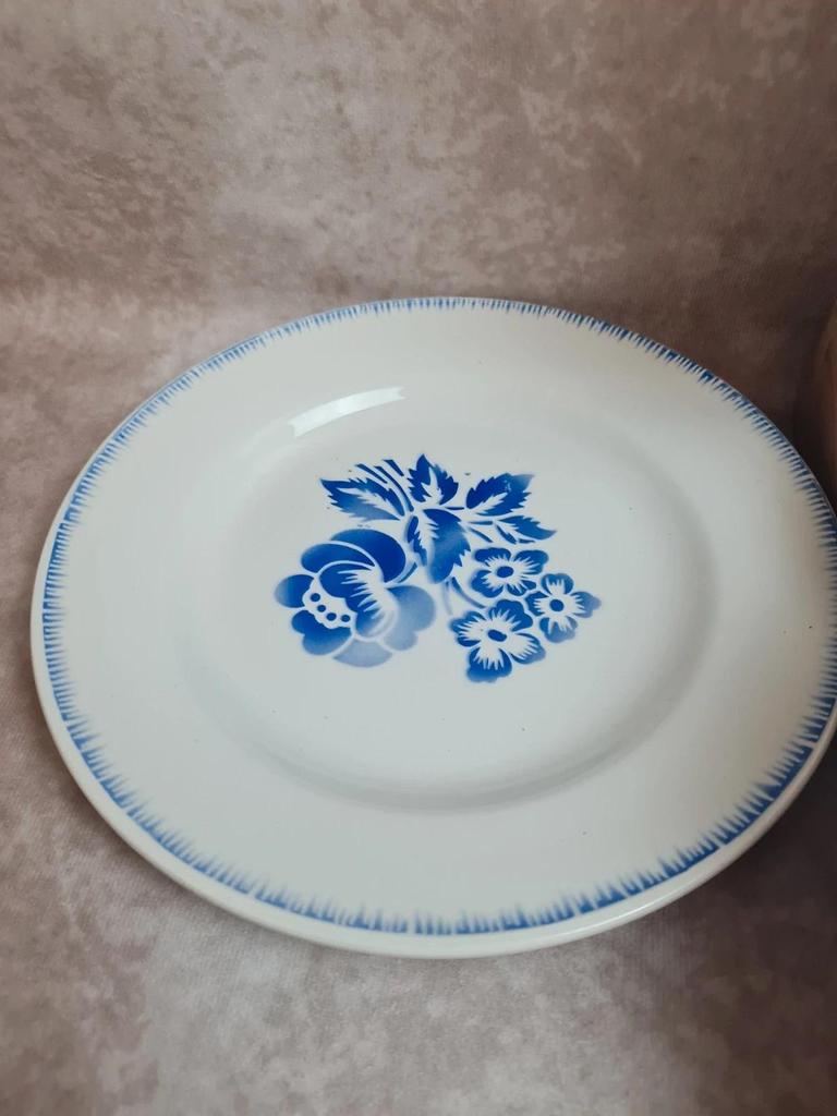 Lot de 10 assiettes plates vintage Digoin Sarreguemines modèle Simone Egp bleu 💙