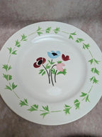 Lot de 9 assiettes plates en terre de fer Digoin Sarreguemines – Modèle Poupette – Vintage