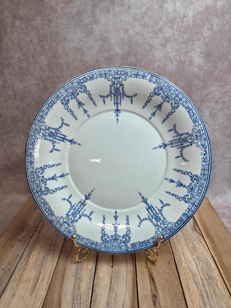 Ancienne assiette plate Gien 1860-1871 – faïence décor bleu – Xixe siècle