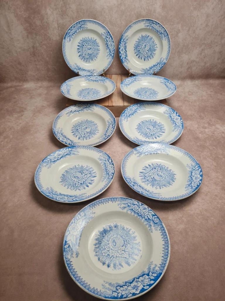 Lot de 9 assiettes creuses anciennes Saint-amand & Hamage modèle Jardinière 🌿