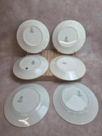 Lot de 6 assiettes plates terre de fer Gien Montigny – décor vert ancien