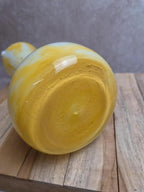 Grand pichet aiguière en verre soufflé italien jaune et blanc – années 60/70