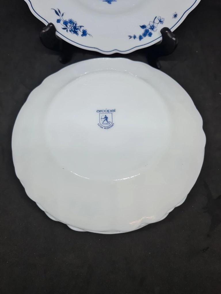 Lot de 6 assiettes Arcopal France 🦋 décor bleu fleuri