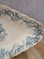 Ravier terre de fer Longchamp modèle Louis Xvi décor bleu ancien