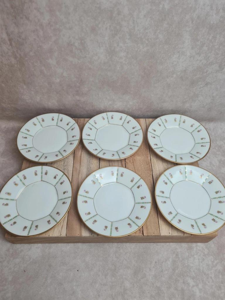 Lot de 6 tasses et soucoupes anciennes Limoges Drb – Art Déco doré 🌸