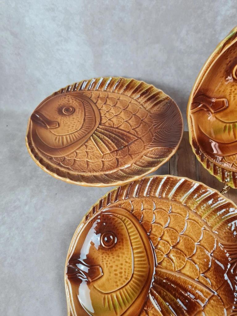 🐟 Lot de 6 grandes assiettes poissons Sarreguemines vintage