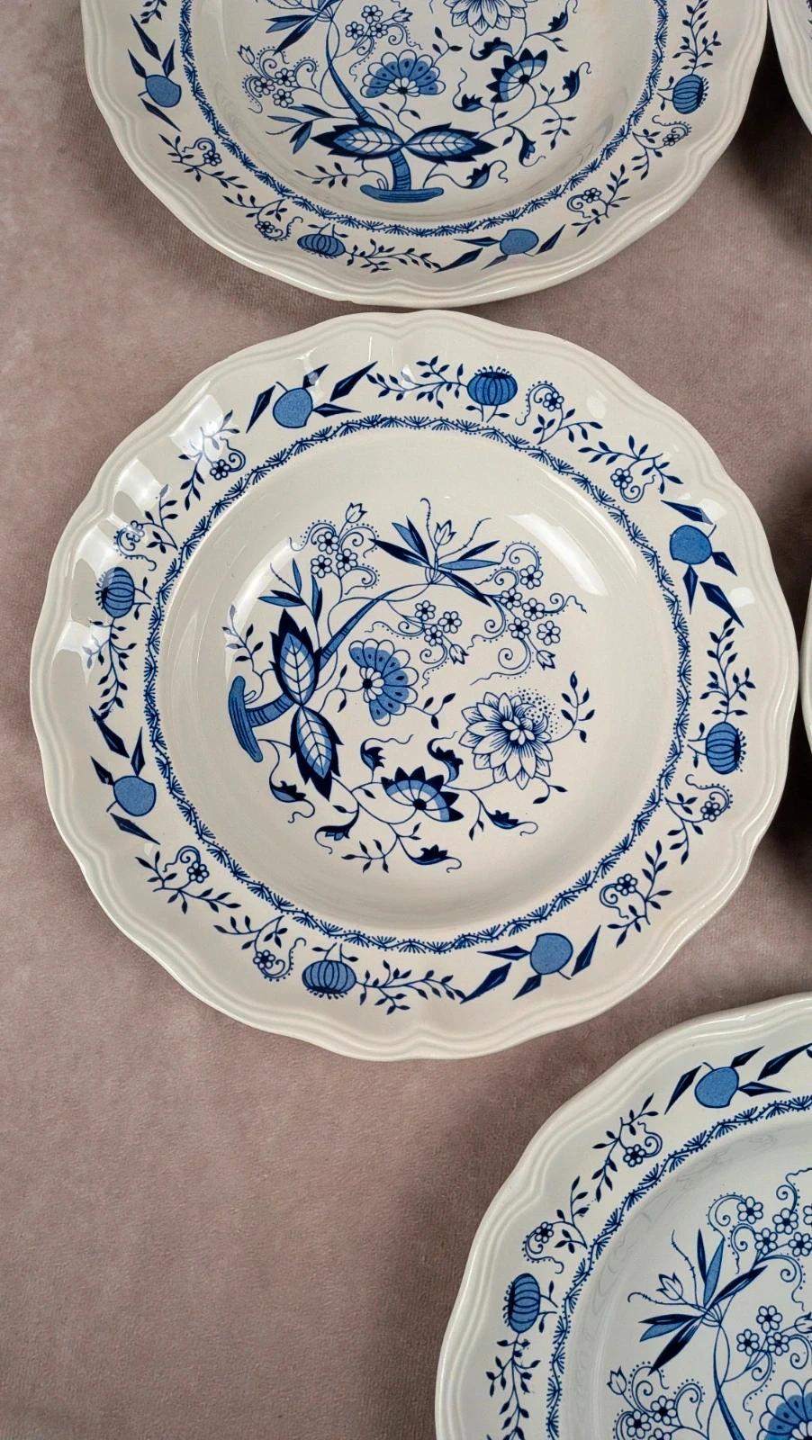 Lot de 5 assiettes creuses Lunéville décor bleu traditionnel