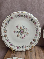 Lot de 6 assiettes plates anciennes Limoges Lucien Michelaud – décor floral