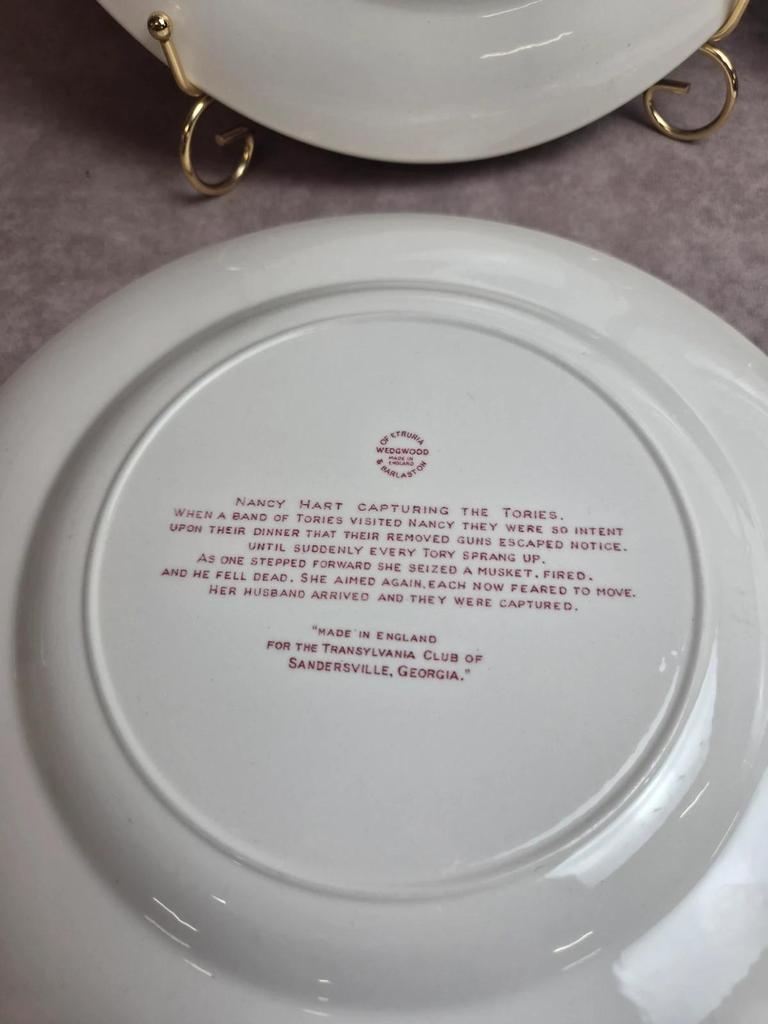 Lot 4 Assiettes Wedgwood Georgia Historical Plates Mulberry Angleterre Vintage