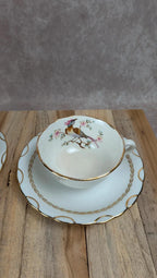 Lot de 2 tasses Gien Yokohama & 2 soucoupes M&s – porcelaine française