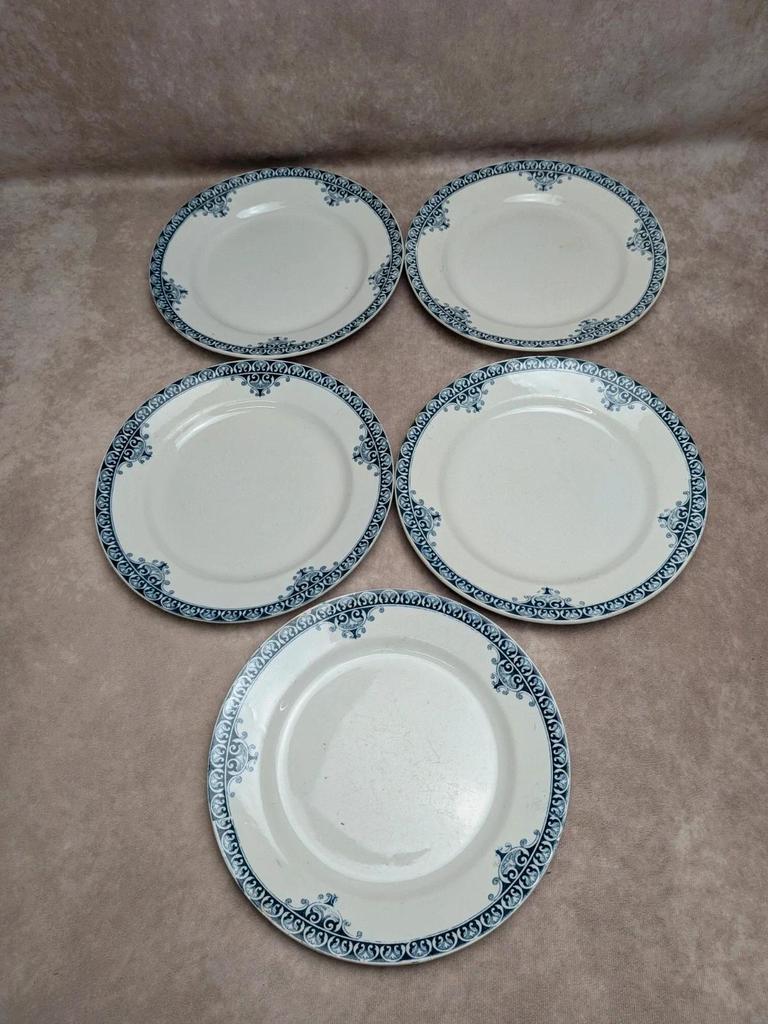 Lot de 5 assiettes plates Terre de Fer St Amand modèle Andrinople