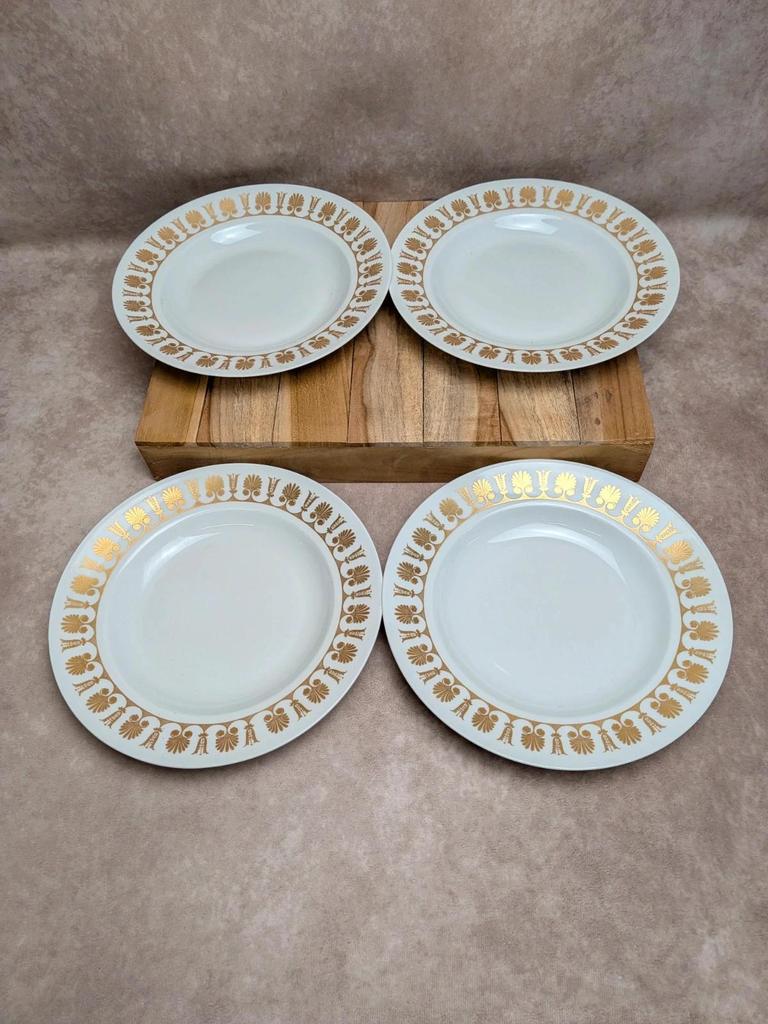 4 assiettes creuses Limoges dorure
