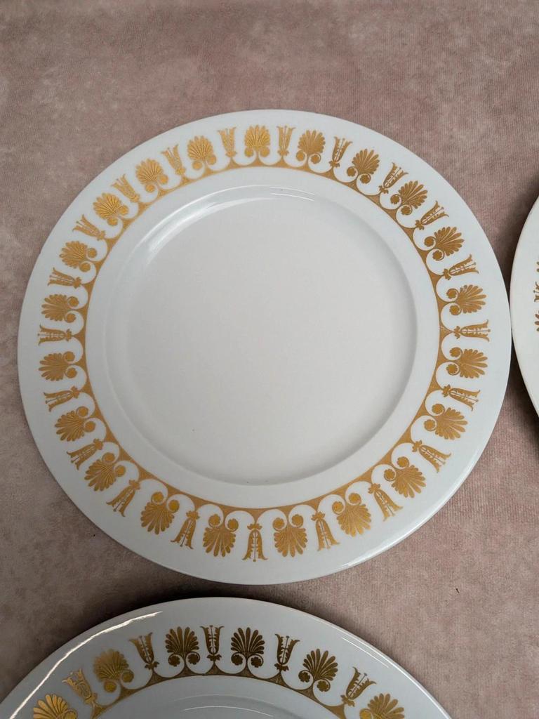 Lot de 4 assiettes plates Limoges dorure