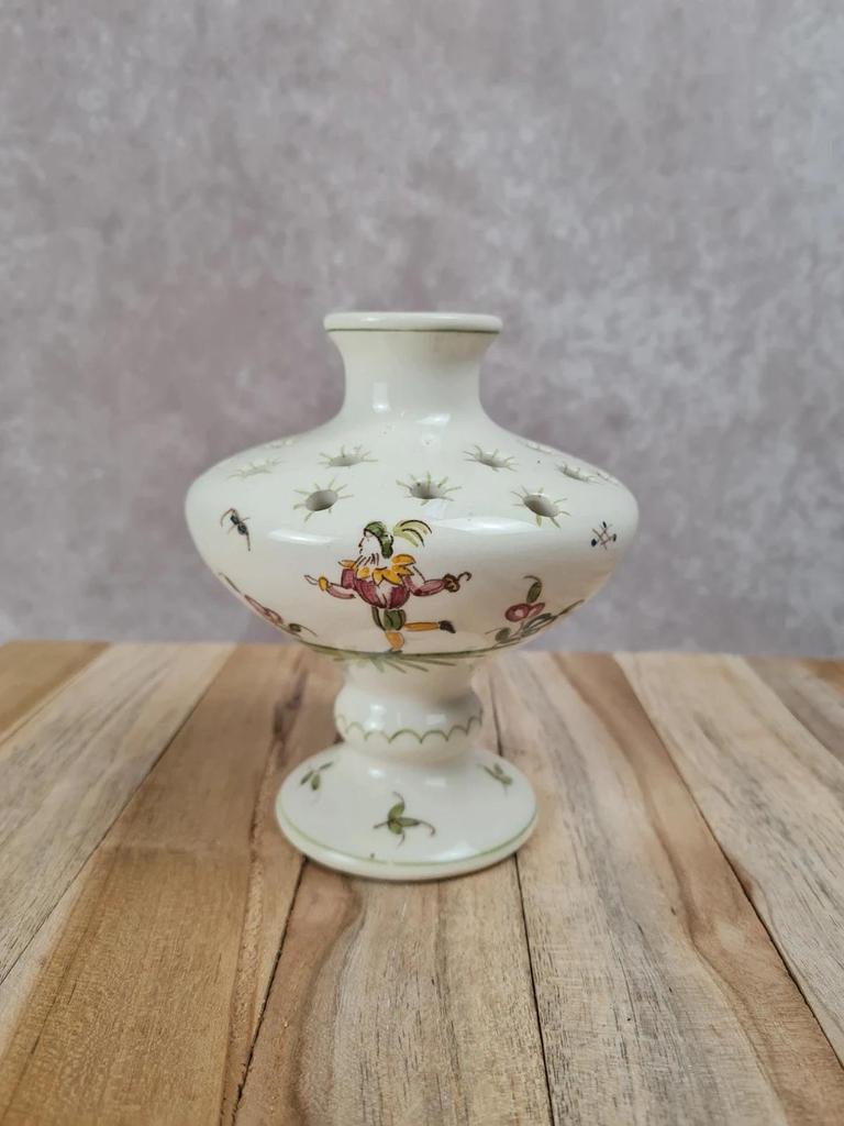 Pic-fleur ancien en faïence – décor peint main – style Moustiers