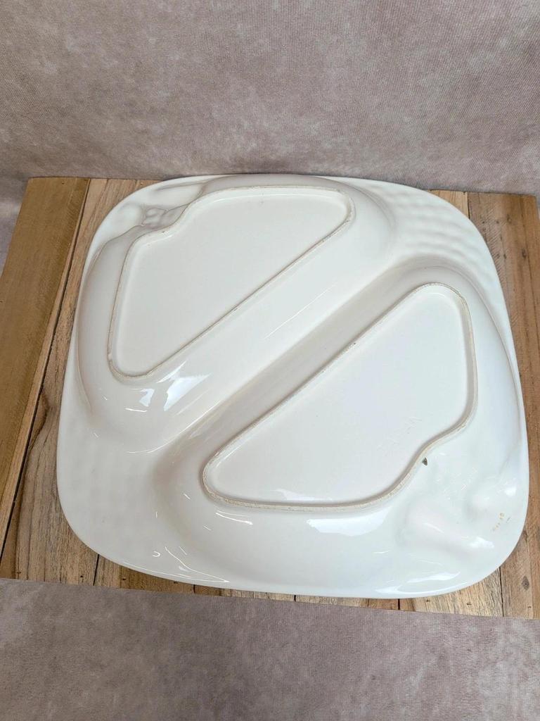 Plat compartiment vintage céramique barbotine fruits Japon