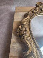 Miroir ancien doré en stuc – style Louis Xv rocaille – 42 cm