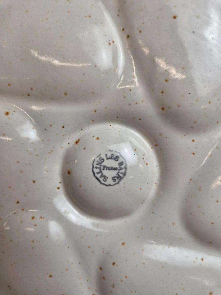 Grand plat à huîtres Salins-les-bains France vintage 41 cm