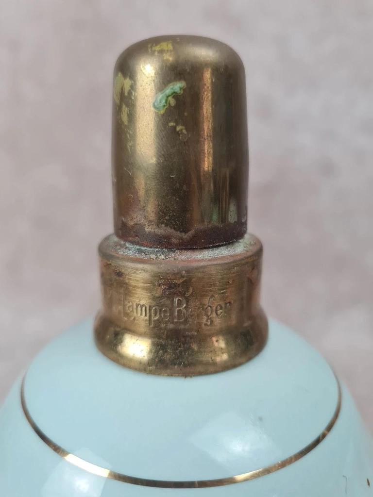 Lampe Berger ancienne en porcelaine St-méen 🎨 Scènes équestres 🐎 Années 50/60