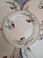Lot de 6 assiettes plates Boch La Louvière Belgique modèle 2460 décor cerises polychrome