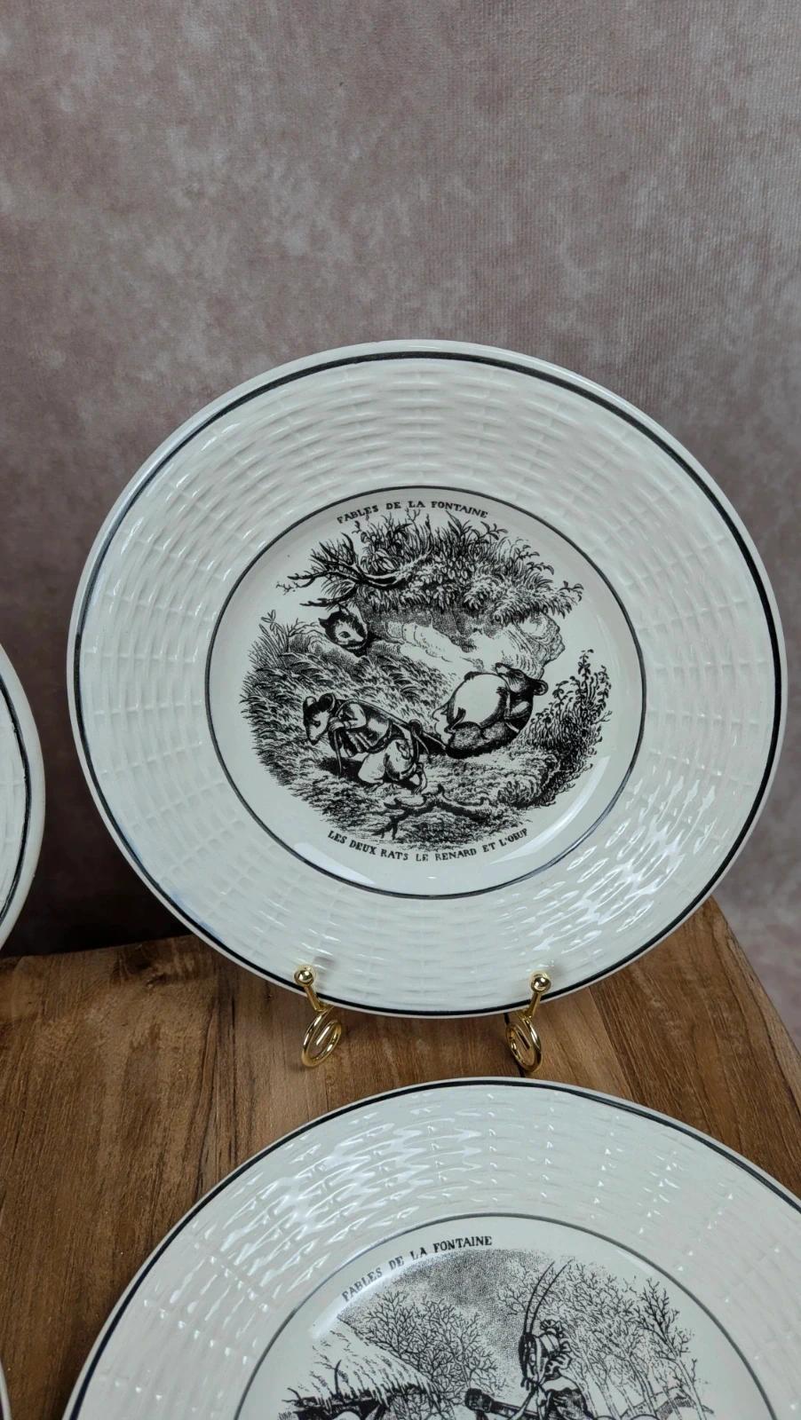 6 assiettes à dessert – Fables de La Fontaine Digoin Sarreguemines