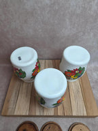Lot de 3 pots à provisions vintage Brf – Café, Farine et Sucre – verre opalin
