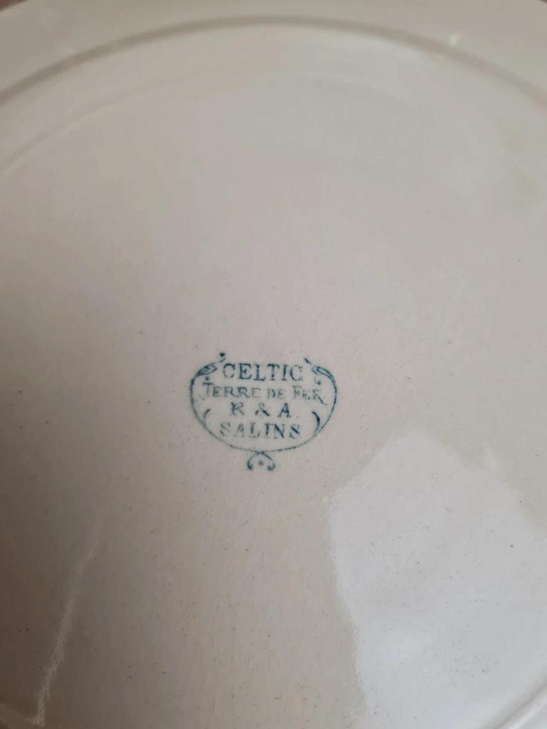 Lot de 2 assiettes plates anciennes Terre de Fer Salins modèle Celtic 💙