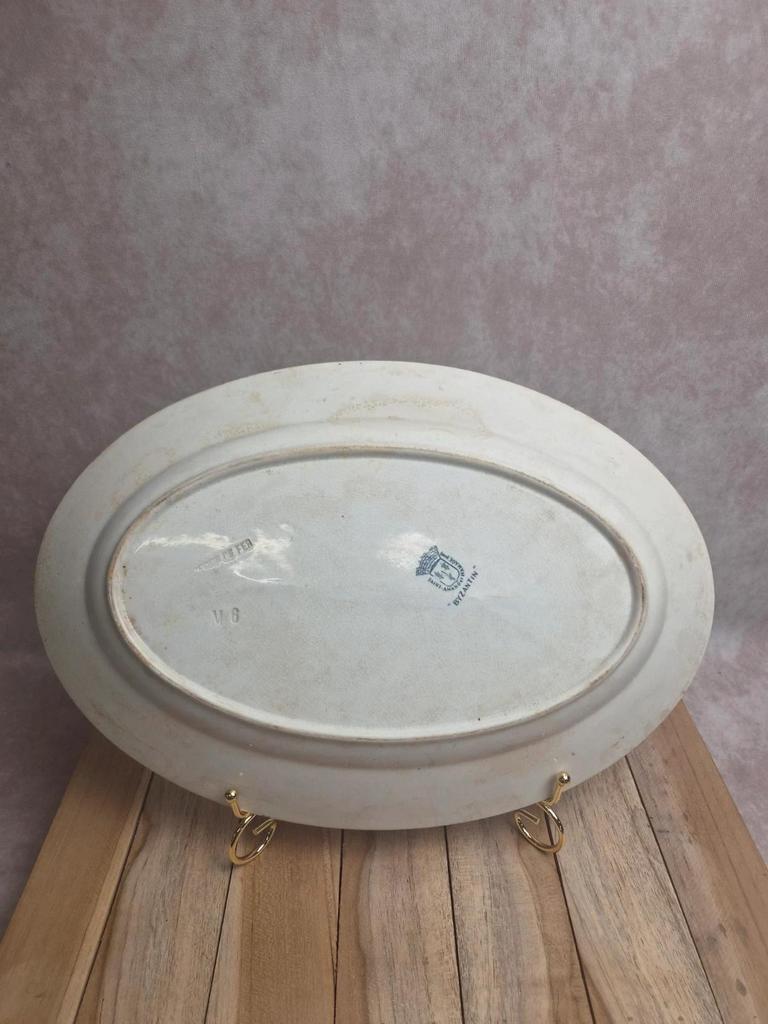Grand plat ovale terre de fer Saint-amand Hamage modèle Byzantin 36 cm