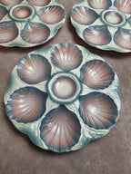 Lot de 5 assiettes à huîtres Digoin Sarreguemines n°32 – Majolique ancienne