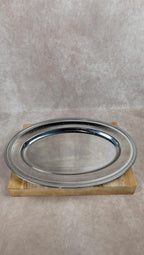 Grand plat ovale en inox vintage