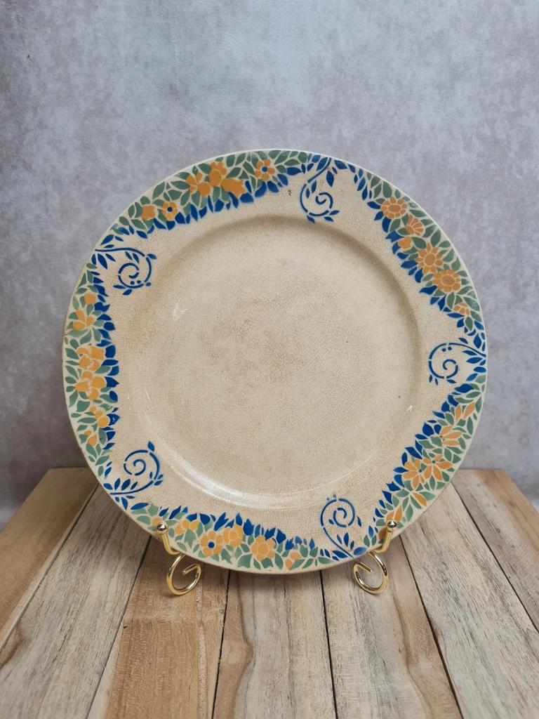 Assiette ancienne en terre de fer Hbcm modèle Vaucluse 🌿💙
