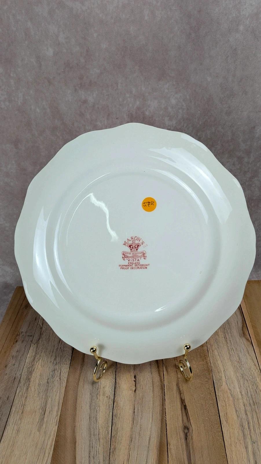 Assiette ancienne Mason’s Vista rouge – décor romantique anglais