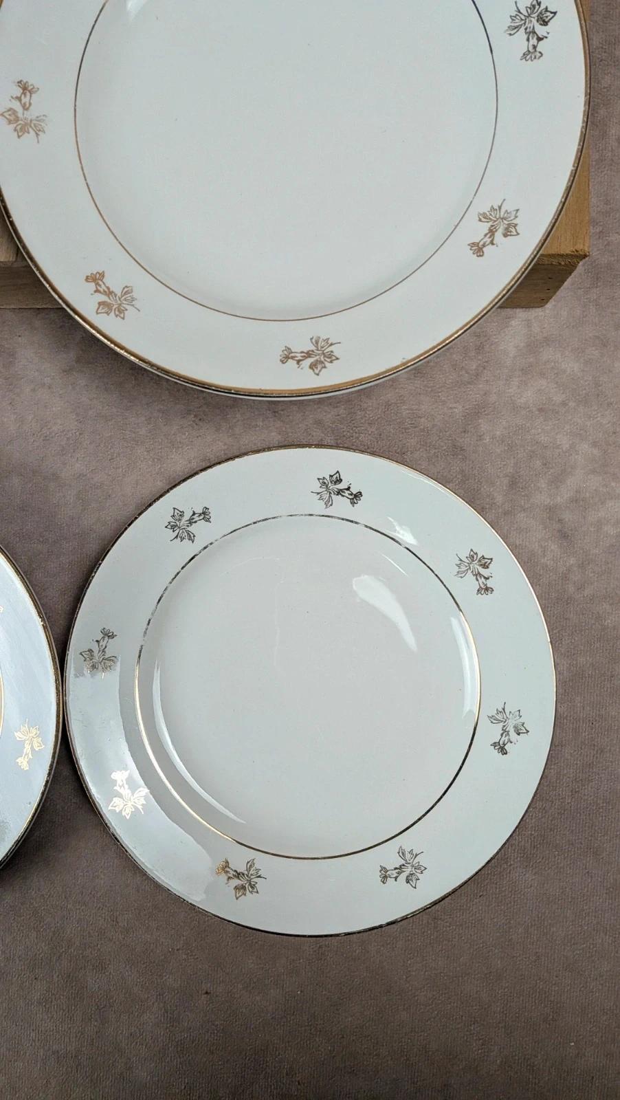 Lot de 6 assiettes à dessert anciennes L’amandinoise – dorure