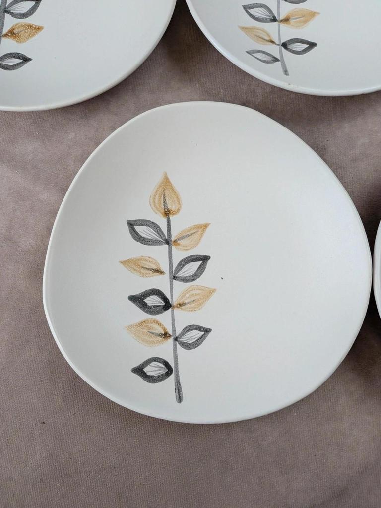 Lot de 11 assiettes à dessert vintage Niderviller – années 70 – style Capron Vallauris