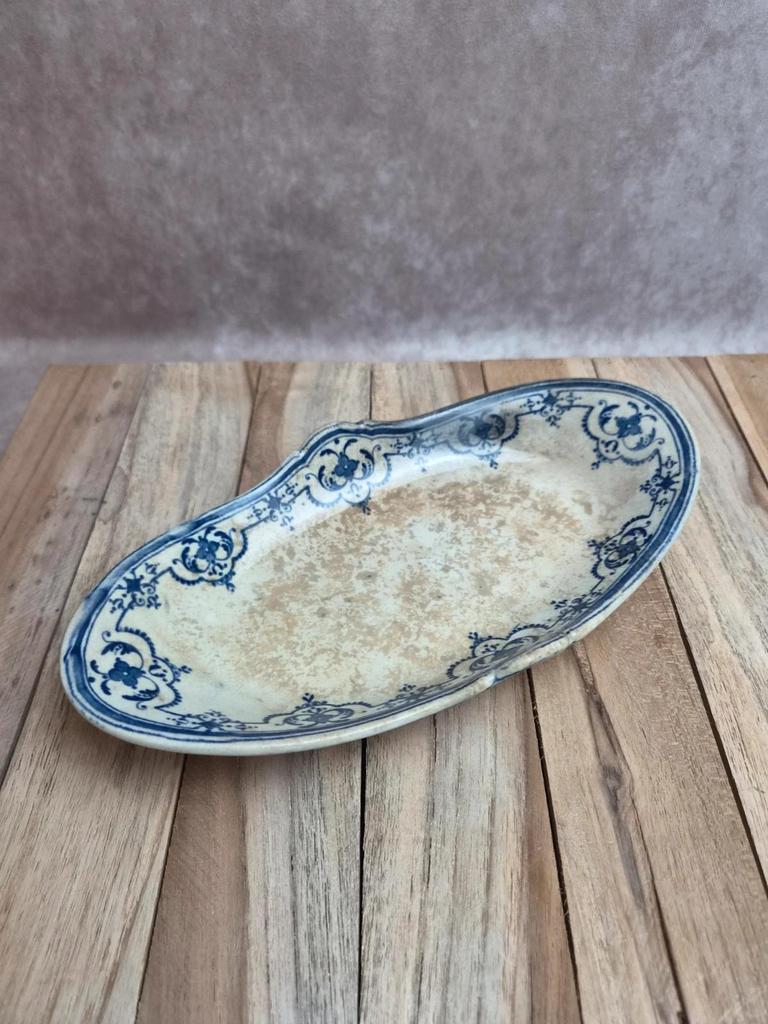 Ravier ancien Jules Veillard Bordeaux décor Moustier – Terre de fer Xixe siècle