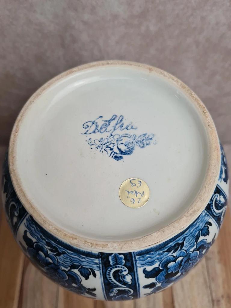Vase vintage Delfia bleu et blanc – Grand modèle floral – Esprit Delft / hollandais 💙