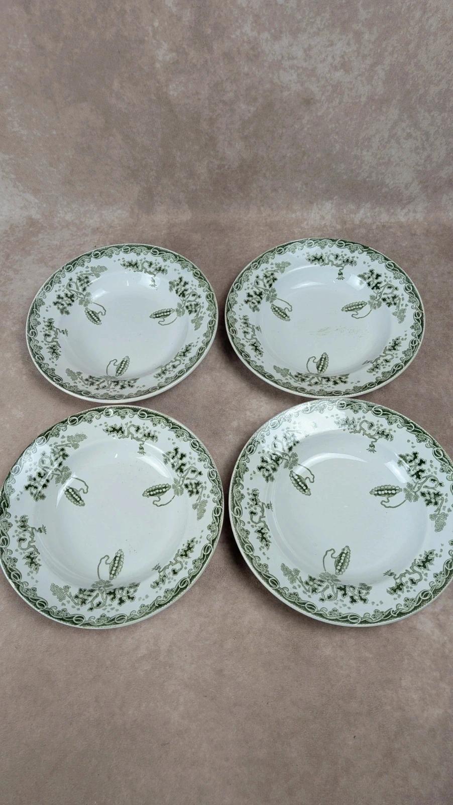 Lot de 4 assiettes creuses anciennes Saint-amand – Terre de fer – Modèle Modern Style
