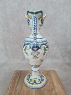 Vase faïence Desvres signé Maryse Rigaut 🎨 décor Rouen peint main