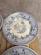Lot de 8 assiettes à dessert anciennes anglaises J. Marshall & Co Bosphorus faïence violette Xixe