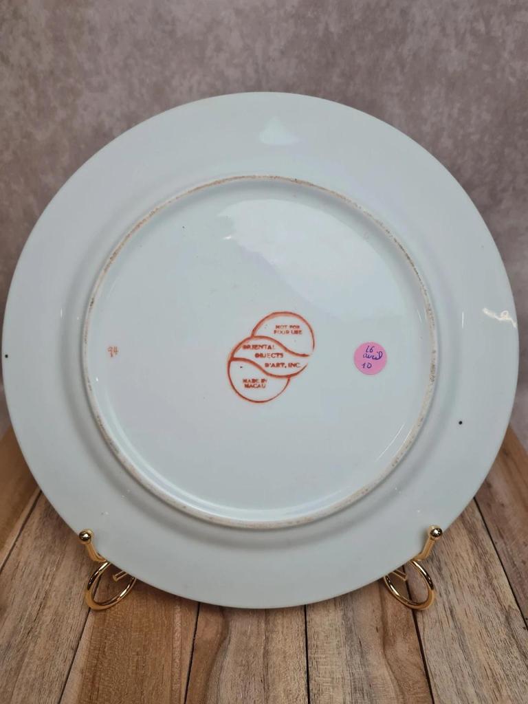 Assiette décorative vintage fleurs & papillons – Macao – Oriental Objects d’art