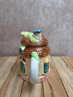 Théière vintage en forme de maison – céramique émaillée cottage