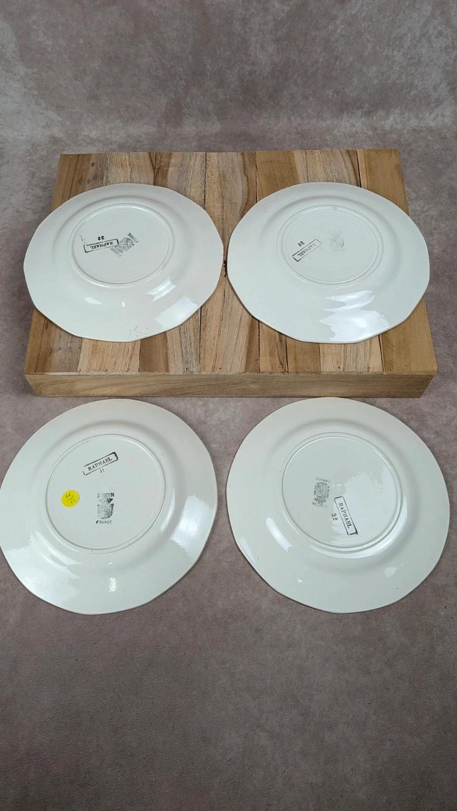 Lot de 4 assiettes à dessert Digoin Sarreguemines modèle Raphaël