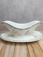 Saucière Terre de Fer Creil et Montereau Silva décor oiseaux