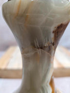 Pied de lampe vintage en onyx et laiton