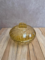 Bonbonnière vintage en verre ambré Made in France