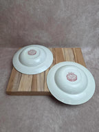 2 assiettes creuses vintage toile de Jouy rouge Grindley Homeland Staffordshire Angleterre